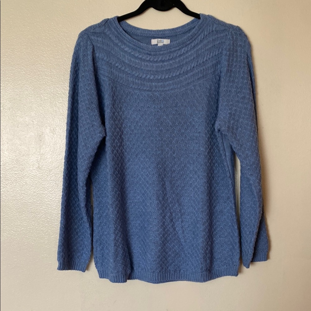 Croft & Barrow Blue Crew Neck Sweater with Textured Knit